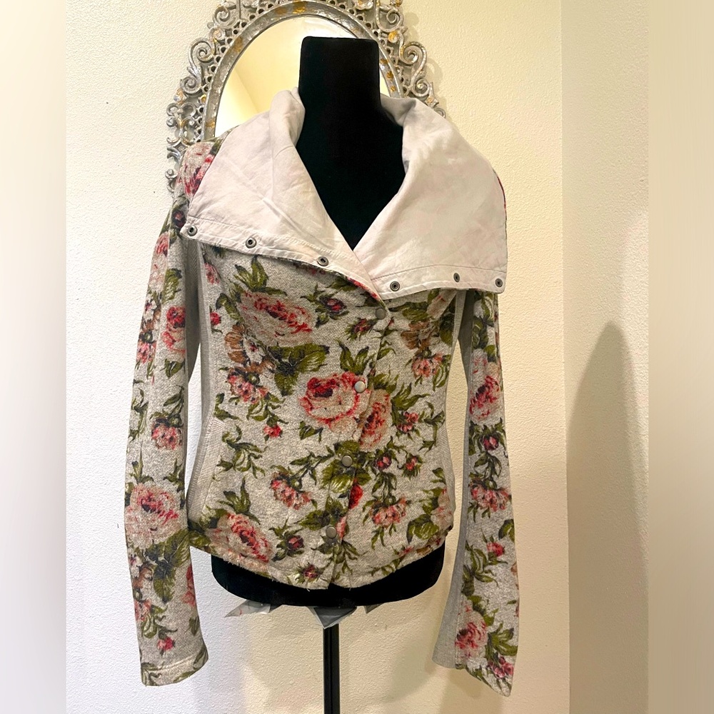 Gray floral Anthropology jacket. Size small
